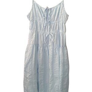 Sim & Sam Blue & White Checkered Midi Dress – Size Medium